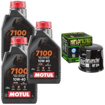 Kit Troca de Óleo Motor 3 Litros Motul 7100 10w40 Sintético + Filtro Hiflo HF204 Mt-03 Mt-07 Mt-09 Xj6 Er6n Versys