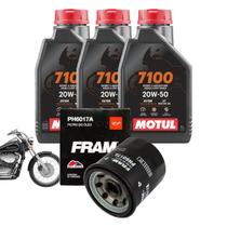 Kit Troca de Óleo Motor 3 Litros Motul 7100 20W50 Sintético + Filtro Fram Ph6017a Honda Shadow 600 750 Kit Troca de Óleo Motor 3 Litros Motul 7100 20W50 Sintético + Filtro Fram Ph6017a Honda Shadow 600 750