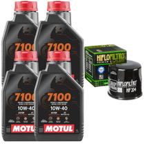 Kit Troca de Óleo Motor 4lts Motul 7100 10w40 Sintético + Filtro Hiflo HF204 Triumph Tiger 800 900 1200, Street Triple Kit Troca de Óleo Motor 4lts Motul 7100 10w40 Sintético + Filtro Hiflo HF204 Triumph Tiger 800 900 1200, Street Triple