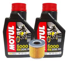 Kit Troca de Oleo Yamaha Fazer 250 2018 2019 2020 2021 2022 2023 Motul 5000 20W50