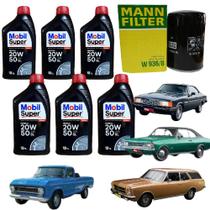 Kit Troca Óleo Mobil 20w50 Mineral Motor 4.1 6cc GM Opala Caravan C10 A10 Veraneio Chevrolet