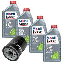 Kit Troca Óleo Mobil 5w30 Sintético Ford Fiesta Ecosport Ka Focus Motor Zetec Rocam 1.0 1.6 8v Gasolina ou Flex 2002/ em diante