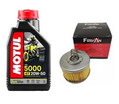 Kit troca óleo motul 5000 20w50 4t 1l 1021 + 1 filtro crosser 150 fazer 150 factor 150-125