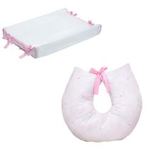 Kit Trocador Americano + Almofada Amamentação Rosa Bebe