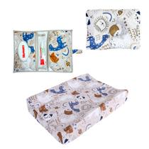 Kit Trocador Impermeável + Porta Fralda Lenço Pomada + Travesseiro Anatômico 03 Peças
