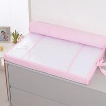 Kit Trocador Reto Para Cômoda com Rolinho Rosa Bebe