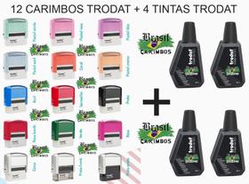 Kit Trodat de Carimbos e Tintas 12 Unid. Trodat 4911 S/gravação + 4 Unid. Tintas Trodat Cor Preta