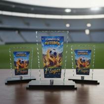 Kit Troféu De Vidro Futebol Premiação Com Base Em Mdf Kit Troféu De Vidro Futebol Premiação Com Base Em Mdf