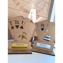 Kit Troféu Personalizado truco baralho - MDF com Acrilico espelhado premiacao Kit Troféu Personalizado truco baralho - MDF com Acrilico espelhado premiacao