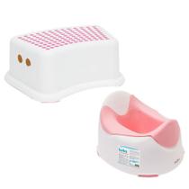 Kit troninho e degrau infantil sanitário pinico privadinha bebe antiderrapante com recipiente removível buba