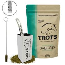 Kit Trot's Terere 1 Erva 500g Sabores 1 Cuia Quadrada Inox 1 Bomba Larga De Inox Com Tela