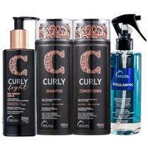 Kit Truss Curly - Shampoo 300ml + Condicionador 300ml + Leave-in Light 250ml + Frizz Zero 260ml Kit Truss Curly - Shampoo 300ml + Condicionador 300ml + Leave-in Light 250ml + Frizz Zero 260ml