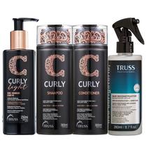 Kit Truss Curly - Shampoo 300ml + Condicionador 300ml + Leave-In Light 250ml + Uso Obrigatório 260ml Kit Truss Curly - Shampoo 300ml + Condicionador 300ml + Leave-In Light 250ml + Uso Obrigatório 260ml