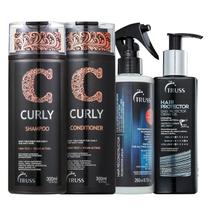 Kit Truss Curly - Shampoo 300ml + Condicionador 300ml + Uso Obrigatório 260ml + Hair Protector 250ml