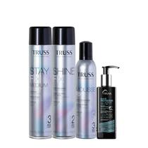Kit Truss Fix Mousse Modelador Medium Shine Spray de Brilho e Hair Protector (3 produtos)