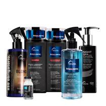 Kit Truss Frizz Zero Shampoo Condicionador Uso Obrigatório Blond Specific Mask Fluid Fix e Ampola Shock repair (6 produt