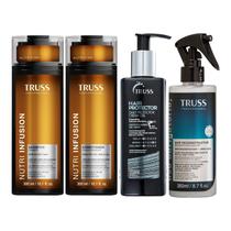 Kit Truss Nutri Infusion - Shampoo 300ml + Condicionador 300ml + Hair Protector 250ml + Uso Obrigatório Spray 260ml Kit Truss Nutri Infusion - Shampoo 300ml + Condicionador 300ml + Hair Protector 250ml + Uso Obrigatório Spray 260ml