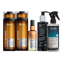 Kit Truss Nutri Infusion - Shampoo 300ml + Condicionador 300ml + Óleo 60ml + Night Spa 250ml + Uso Obrigatório Spray 260ml Kit Truss Nutri Infusion - Shampoo 300ml + Condicionador 300ml + Óleo 60ml + Night Spa 250ml + Uso Obrigatório Spray 260ml