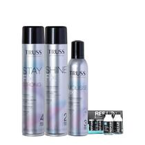 Kit Truss Shock Repair Ampolas Mousse Fix Modelador Shine e Strong (4 produtos)