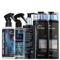 Kit Truss Ultra Hydration Plus - Shampoo 300ml + Condicionador 300ml + Night Spa 250ml + Frizz Zero Spray 260ml + Uso Obrigatório Spray 260ml Kit Truss Ultra Hydration Plus - Shampoo 300ml + Condicionador 300ml + Night Spa 250ml + Frizz Zero Spray 260ml + Uso Obrigatório Spray 260ml