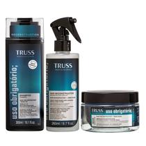 Kit TRUSS Uso Obrigatório Shampoo 300ml + Máscara 180g + Spray Reconstrutor 260ml Kit TRUSS Uso Obrigatório Shampoo 300ml + Máscara 180g + Spray Reconstrutor 260ml