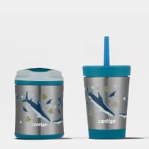 Kit Tubarão: Copo Térmico Kids 384ml + Pote Térmico Kids 295ml Contigo Kit Tubarão: Copo Térmico Kids 384ml + Pote Térmico Kids 295ml Contigo