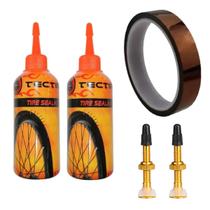 Kit Tubeless Bike Tectire Selante Fita Ciclismo Válvula Dourado