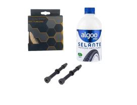 Kit Tubeless Selante Algoo com Fita e 2 Bicos Válvula Presta