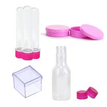 Kit Tubete Latinha Caixinha 4X4 Garrafinhas 50Ml Pink