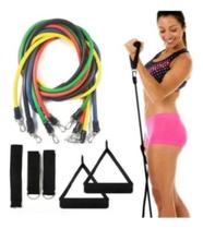 Kit Tubing Elástico 11 Itens Treinamento Funcional Academia Kit Tubing Elástico 11 Itens Treinamento Funcional Academia