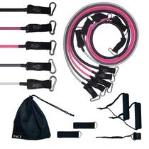 Kit Tubing Elástico 11 Itens - Treinamento Funcional Pilates Rosa - Fact