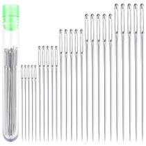 Kit Tubo 25 Agulhas 5 Tamanhos Olho Grande Bordado Costura