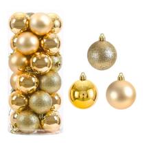 Kit Tubo de Bolas Decorativa Natal Mistas Lisas/ Glitter/ Fosco - Tamanho Nº 06 (35 Und)