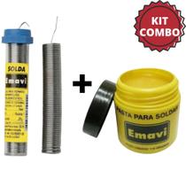 Kit Tubo de Estanho de solda 25g + Pasta de Solda 110g Emavi