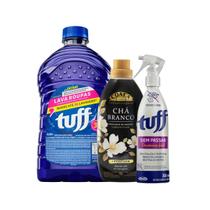 Kit Tuff e Coala, 1 Tuff Lava Roupas 3L, 1 Coala Amaciante Chá Branco e 1 Tuff Sem Passar Desamassa Fácil 350ml Kit Tuff e Coala, 1 Tuff Lava Roupas 3L, 1 Coala Amaciante Chá Branco e 1 Tuff Sem Passar Desamassa Fácil 350ml