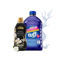 Kit Tuff e Coala, Lava Roupas 3L, Amaciante Chá Branco 1L