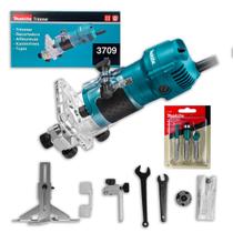 Kit Tupia Laminadora Makita 3709 530W 30000RPM 6MM Industrial Com 3 Fresas Kit Tupia Laminadora Makita 3709 530W 30000RPM 6MM Industrial Com 3 Fresas