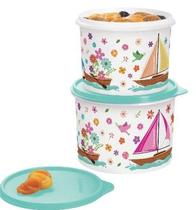 Kit Tupper Caixa com 3 peças 2,4L+1,7L+ 500ml Linha Mar de Flores Tupperware