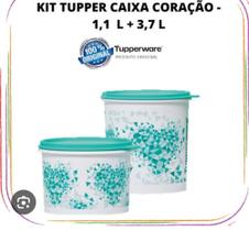 Kit tupper caixa coração verde da tupperware