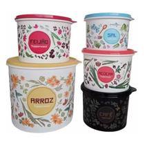 Kit Tupper Caixas Alimentos Floral 5 peças Tupperware