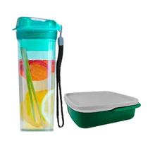 Kit Tupper Drink + Basic Line com Divisorias Turquesa Kit Tupper Drink + Basic Line com Divisorias Turquesa