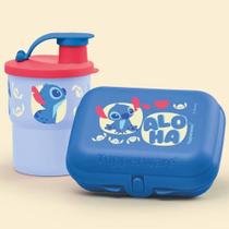 Kit Tupper Snack Pequeno + Copo Colors com Bico 225mL Stitch Ohana Kit Tupper Snack Pequeno + Copo Colors com Bico 225mL Stitch Ohana