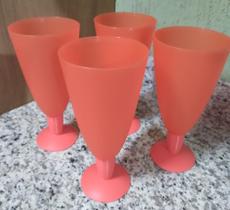 Kit Tupperware 4 Taças Longa Murano 500ml Laranja