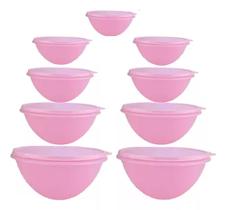 Kit tupperware 9 peças tigela maravilhosa rosa bebê da tupperware