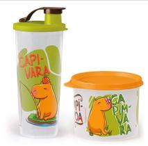 Kit Tupperware Capivaras Copo + Redondinha