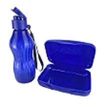Kit Tupperware Garrafa Freezer 470ml + Visual Box Estojo sanduicheira ambos na cor Azul royal
