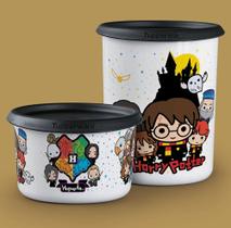 Kit Tupperware Harry Potter Branco e Preto 2 peças