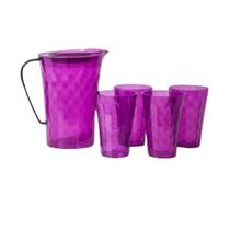 Kit Tupperware Jarra 2 Litros e 4 Copos Prisma Uva