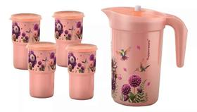 Kit Tupperware Jarra Com 4 Copos Floral Jardim Em Festa 5 Peças