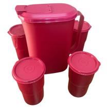 Kit Tupperware Jarra Perfeita 1,8 litro + Copos Colors 350ml Roxo 5 Peças